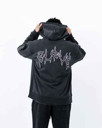 Tribal Flame Zip Hoodie — Limo Black
