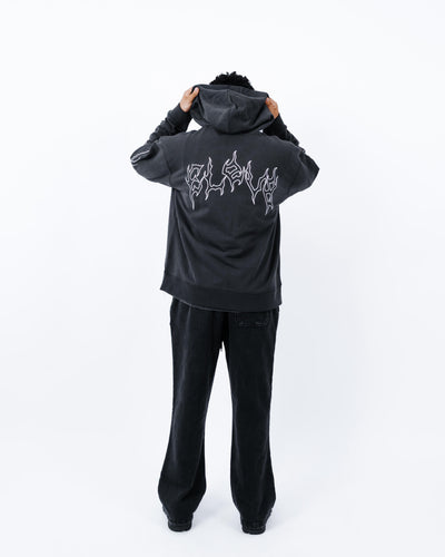 Tribal Flame Zip Hoodie — Limo Black